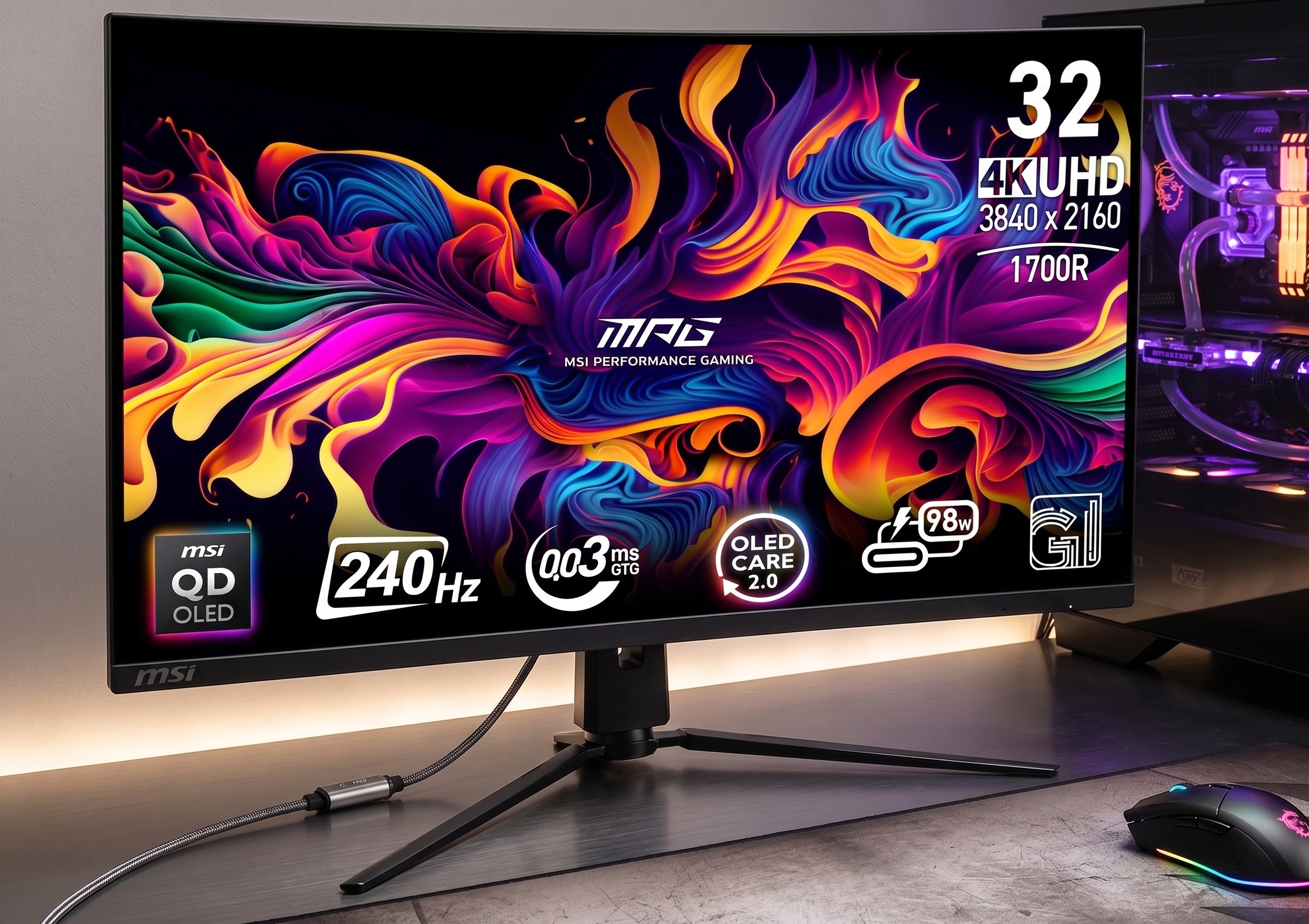 MSI MPG 321CURX QD-OLED Curved Gaming Monitor