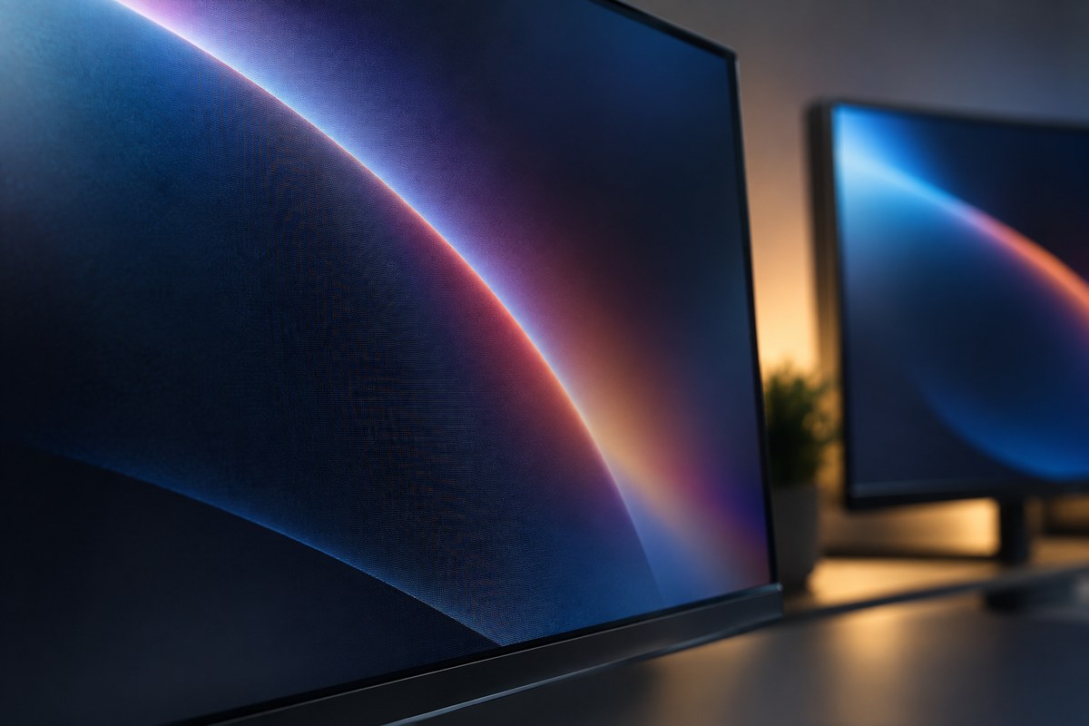 Editorial illustration for ips vs va vs oled for office monitors: match the panel to your room