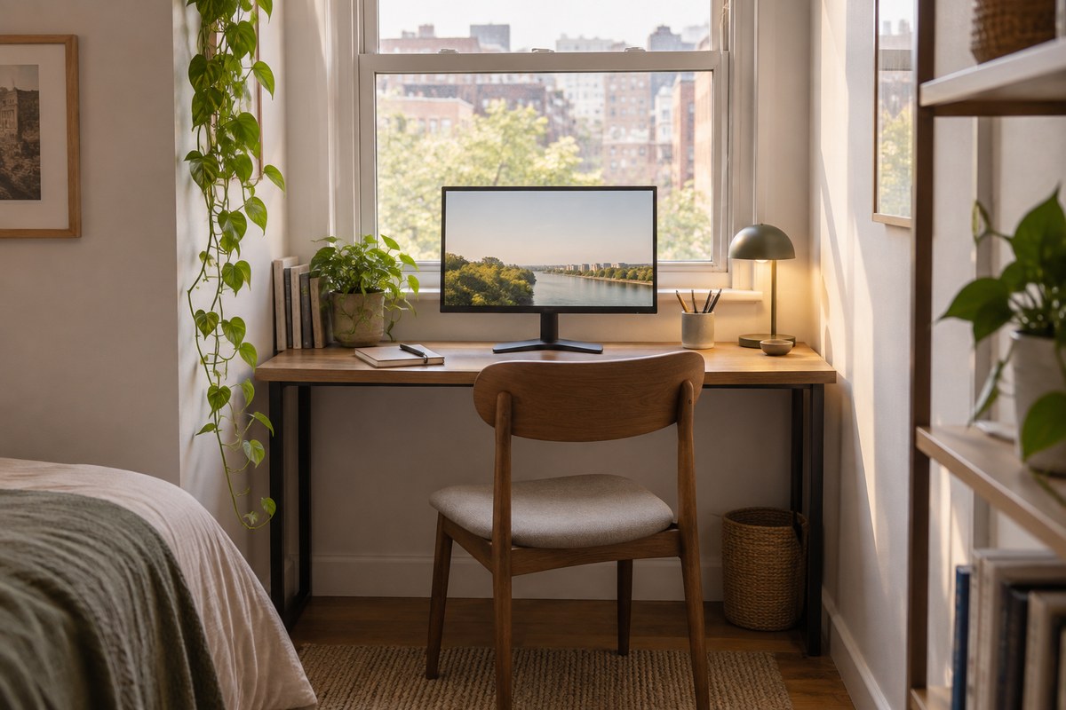 Editorial illustration for best monitors for small desks: a space-first buying guide