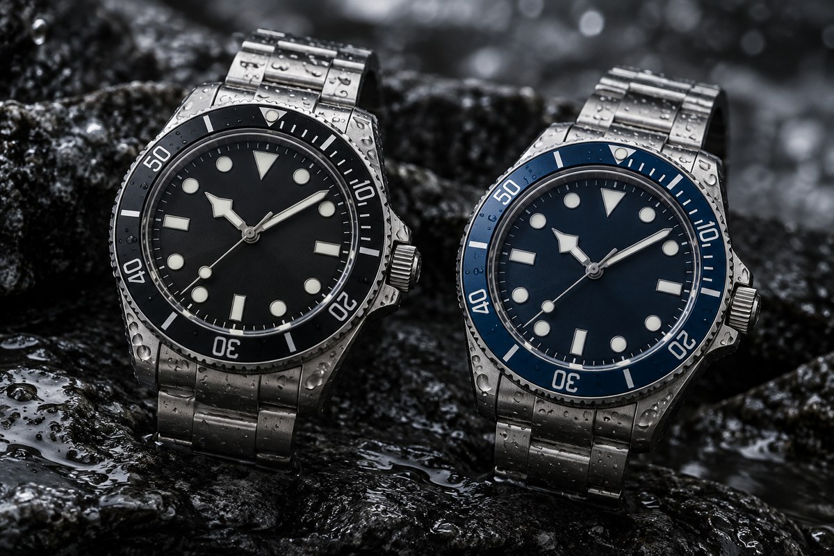 Editorial illustration for seiko 5 vs orient kamasu: compare use, fit and water rating